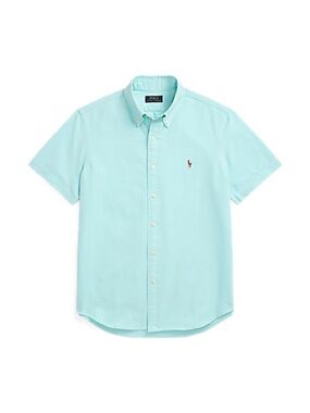 Polo Ralph Lauren Classic Fit Oxford Short Sleeve Shirt Light Aqua with horse